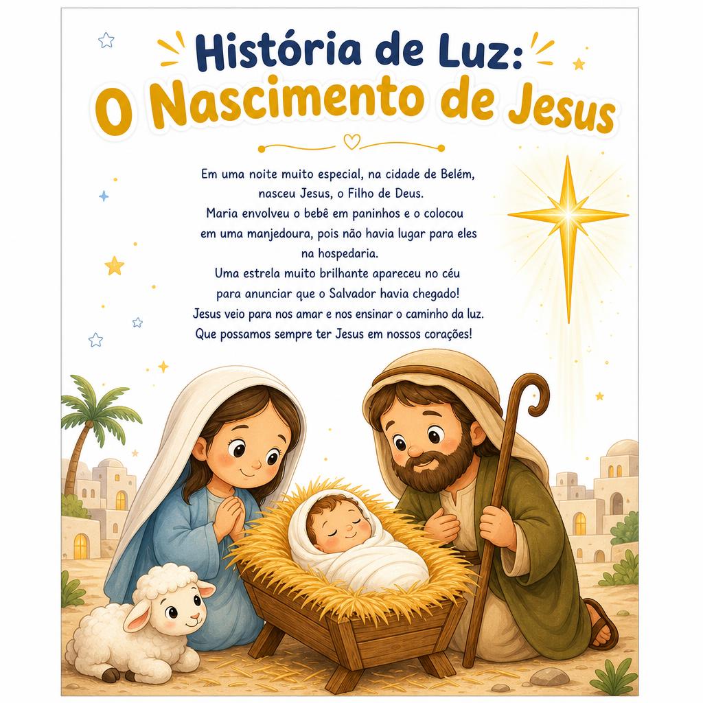 História ilustrada do nascimento de Jesus